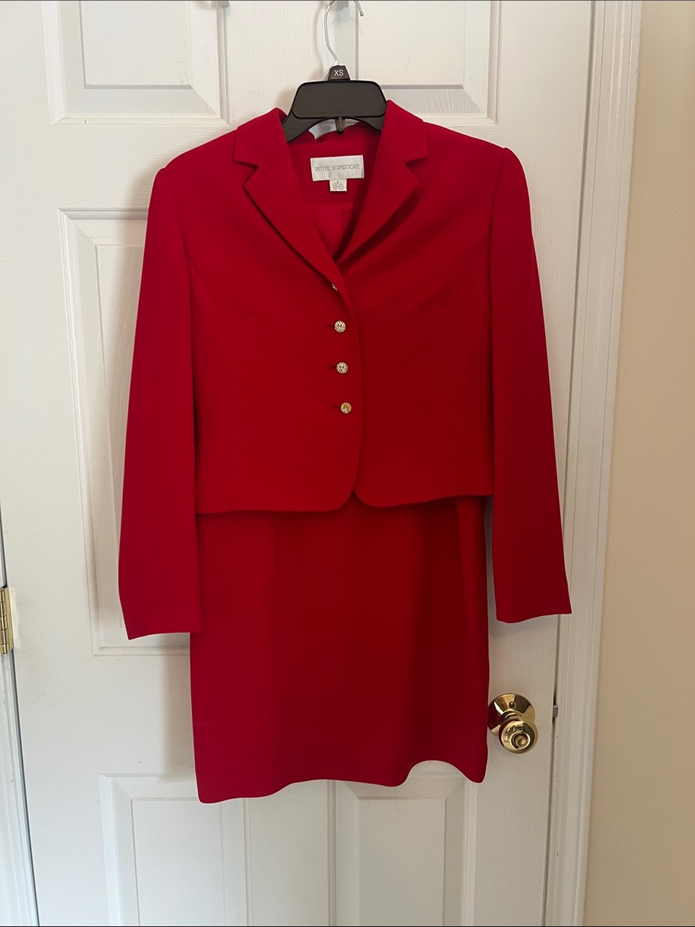 Petite Sophisticate Red Tailored Suit (Dress and Jacket)
